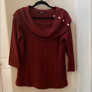 Burgundy Shawl Collar Sweater